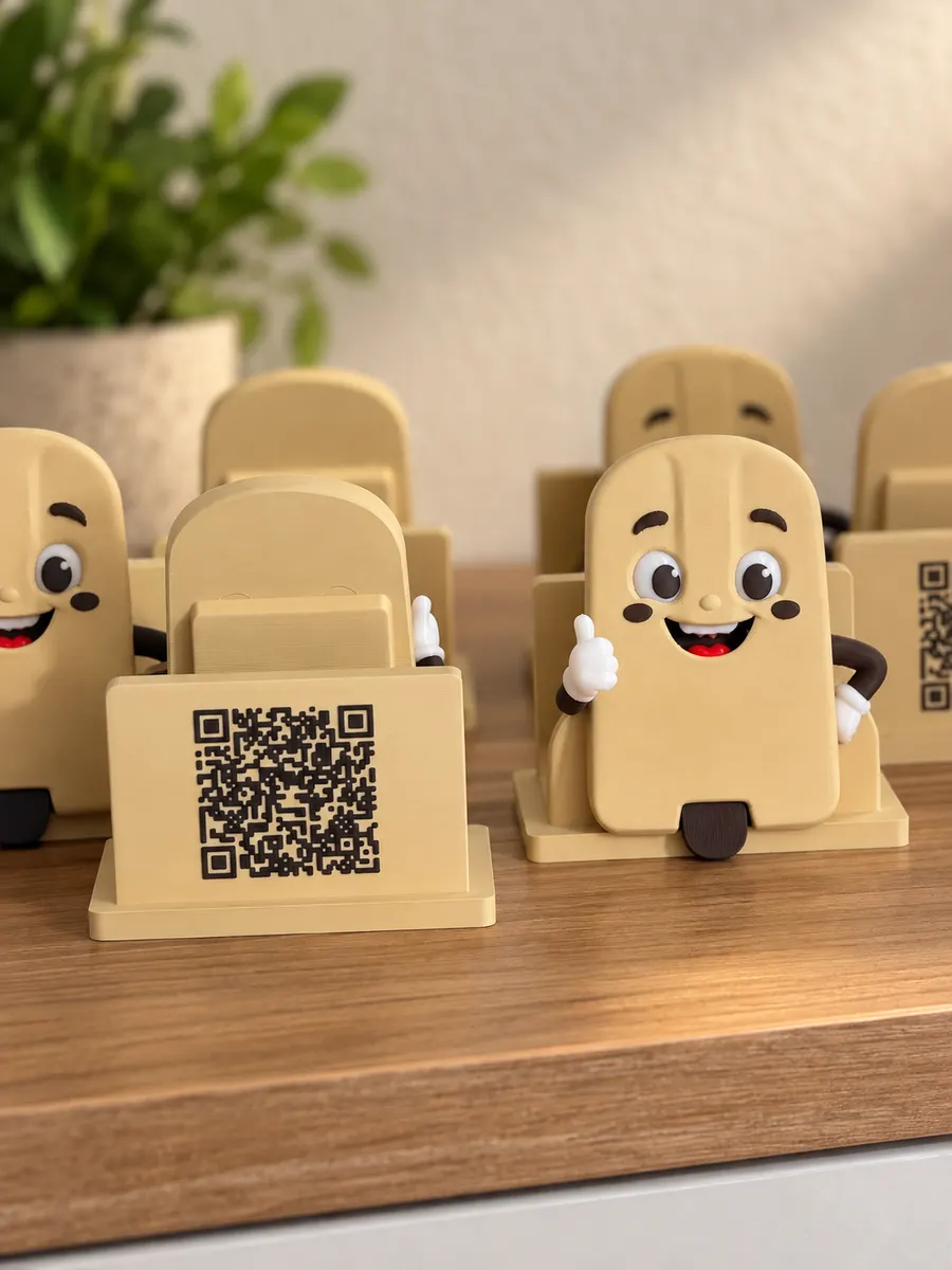 Servilleteros de Paletas Rie con forma de paleta y código QR de la carta
